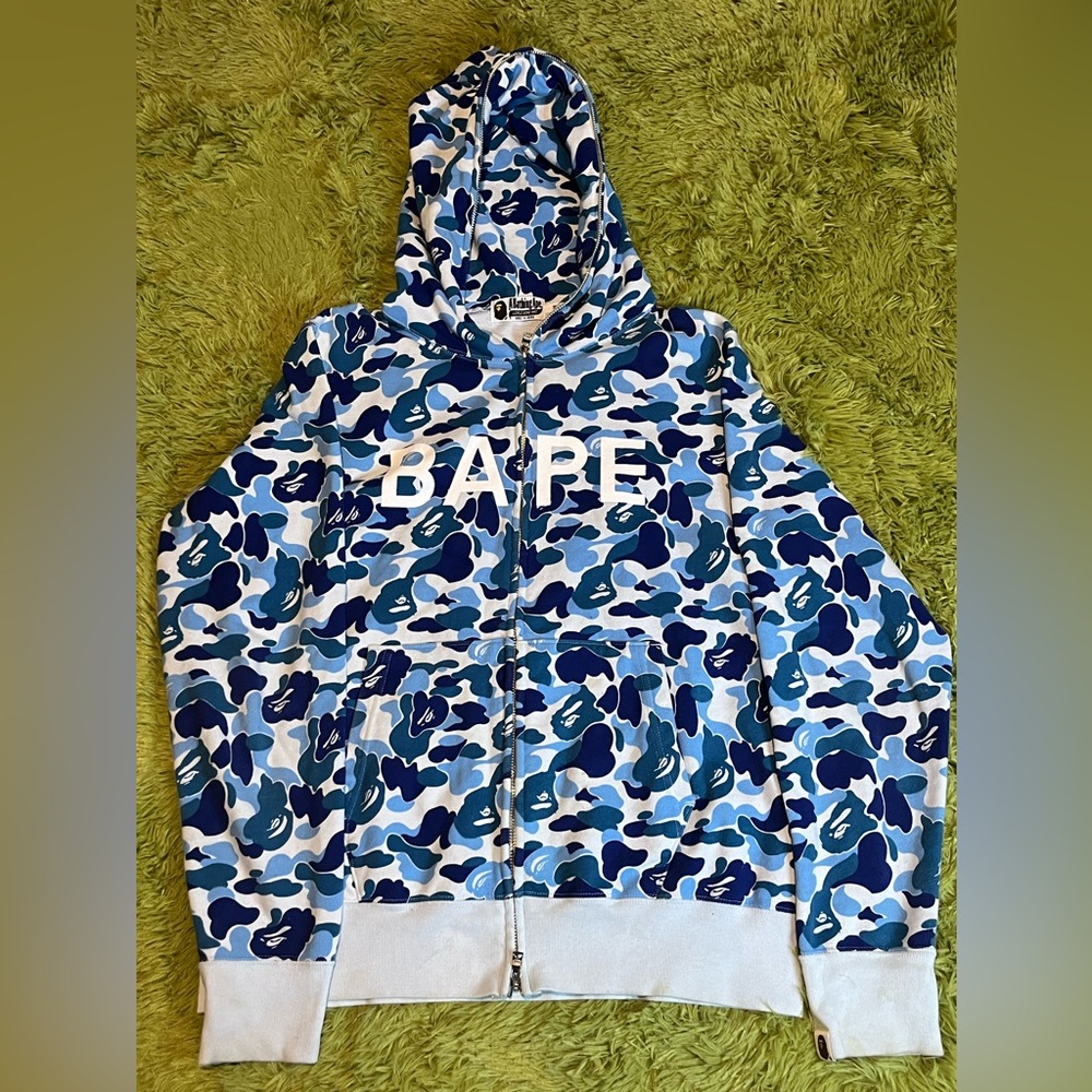 BAPE Blue Camouflage Zip-Up Hoodie